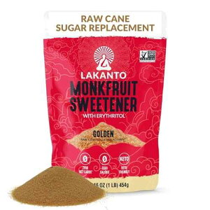 Lakanto Golden Monk Fruit Sweetener With Erythritol, Raw Cane Sugar Substitute From Monk Fruit Extract, Raw Sugar Replacement for Baking, Coffee & Tea, Gluten Free, Low Carb, Non GMO, Keto, 1 LB Bag Lakanto Golde