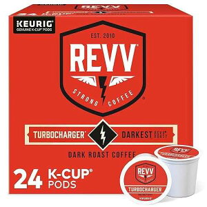 REVV �^�[�{�`���[�W���[ �L���[���O �V���O���T�[�u K �J�b�v �|�b�h�A�_�[�N ���[�X�g �R�[�q�[�A96 �J�E���g REVV Turbocharger Keurig Single-Serve K-Cup Pods, Dark Roast Coffee, 96 Count
