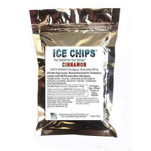 ICE CHIPS �L�V���g�[�� �L�����f�B�A5.28 �I���X�̑傫�ȍĖ����\�ȃ|�[�`����B��Y���������O���e���t���[�i�V�i�����j ICE CHIPS Xylitol Candy in Large 5.28 oz Resealable Pouch; Low Carb & Gluten Free (Cinnam