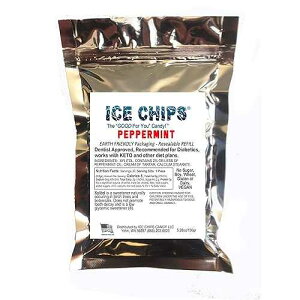 ICE CHIPS �L�V���g�[�� �L�����f�B�A5.28 �I���X�̑傫�ȍĖ����\�ȃ|�[�`����B��Y���������O���e���t���[�i�y�p�[�~���g�j ICE CHIPS Xylitol Candy in Large 5.28 oz Resealable Pouch; Low Carb & Gluten Free (