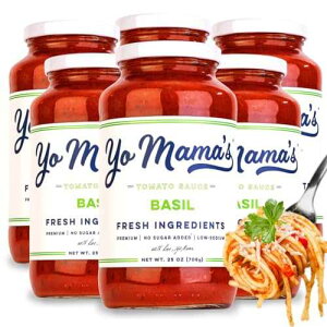 Yo Mama's Foods Keto Tomato Basil Pasta and Spaghetti Sauce - Pack of (6) - No Sugar Added, Low Carb, Low Sodium, Vegan, Gluten Free, Paleo Friendly, and Made with Whole, Non-GMO Tomatoes Yo Mama�fs Foods Yo