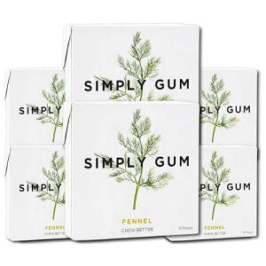 SIMPLY Gum Fennel, Plastic-Free Natural Chewing Gum, 6 Pack (90 Pieces) / Vegan, Kosher, Non GMO, Aspartame Free and Sorbitol Free