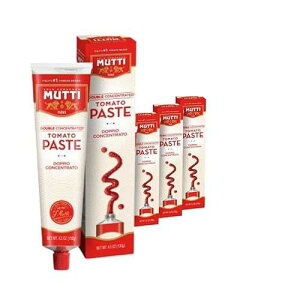 Mutti Double Concentrated Tomato Paste (Doppio Concentrato), 4.5 oz. Tube 4 Pack Italy�fs #1 Brand of Tomatoes Tube Tomato Paste Vegan Friendly & Gluten Free No Additives or Preservatives Mutti Double Concentrated Toma