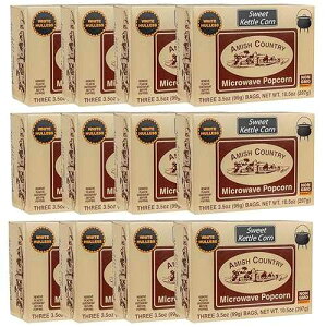 Amish Country Popcorn | Old Fashioned Microwave Popcorn | Non-GMO, Gluten Free, Microwaveable and Kosher (Sweet Kettle White Hulless, 36 Bags)