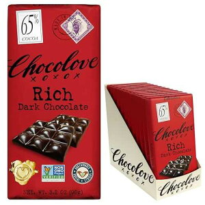 Chocolove Rich Dark Chocolate Bars | 65% Cocoa | Crafted with Semi-sweet Belgian Chocolate| Non GMO, Rainforest Alliance Certified, 3.2oz Bar (12 Pack)