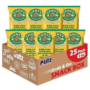 Dirty Potato Chips Dirty Kettle Potato Chips, Sour Cream & Onion, 2 oz. Bag, 25 Count ? Gluten Free, Skins On, Crunchy Chips, Great for Lunches or Snacking on the Go