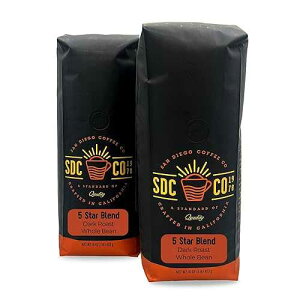 ????? ?? 5 ?? ???, ?? ???, ??, 454g ? (2? ??) San Diego Coffee 5 Star Blend, Dark Roast, Whole Bean Coffee, 16-Ounce Bags (Pack of 2) Cafe en grano tostado