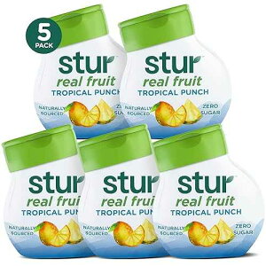 Stur Liquid Water Enhancer Tropical Punch Naturally Sweetened High in Vitamin C & Sugar Free Zero Calories Keto Vegan 5 Bottles, Makes 120 Drinks