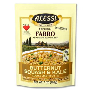 Alessi Autentico, Premium Seasoned Roman Grain Farro, Cooks Like Risotto, Heart Healthy, Easy to Prepare, 7oz (Butternut Squash & Kale, Pack of 6)