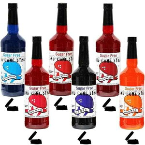 Concession Express Sugar-Free-Sno-Cone Syrup 32oz Six pack- (Choose Your Own)