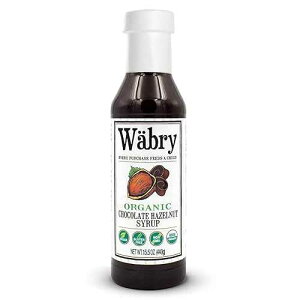 Wabry Organic Chocolate Hazelnut Syrup ? 15.5oz (439g), Natural Chocolate Syrup for Pancakes and Waffles, Drinks and Ice cream, Vegan Mocha Syrup for Coffee, Non-GMO & Dye-Free ? BPA Free Bottle Wabry W bry Orga