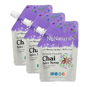 ????? ?? ???? ? ??, ?? ??? ???, ???, 3? ? 6.6oz NuNaturals Stevia Syrup, Sugar-Free Sweetener, Plant-Based Sugar Substitute, Zero Calorie, Chai Spice, 6.6 oz (3-Pack)