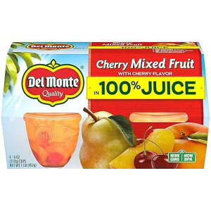 DEL MONTE Cherry Flavored Mixed Fruit FRUIT CUP Snacks in 100% Juice, 4 Pack, 4 oz DEL MONTE Cherry Flavored Mixed Fruit FRUIT CUP Snacks in 100% Juice, 4 Pack, 4 oz