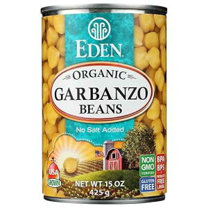 Eden Organic Garbanzo Beans, No Salt Added, 15 Ounce (Pack of 12)