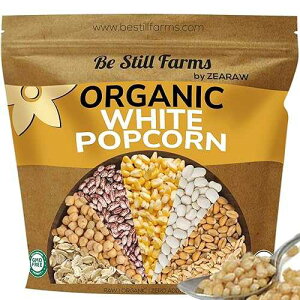 Be Still Farms White Organic Popcorn Kernels (4.8lb) - Hulless Uncooked Corn Bulk Ideal for Popping - Healthy Microwave Snacks Great for Movie Night - USA Grown USDA Certified Non-GMO Vegan Be Still Farms White Organic