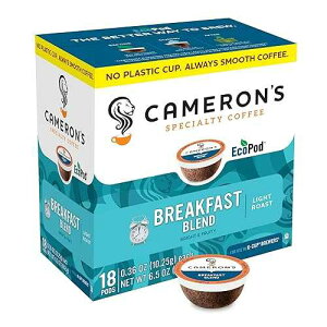 Cameron's Coffee �V���O���T�[�u�|�b�h�A�u���b�N�t�@�X�g�u�����h�A18 �J�E���g (1 �p�b�N) Cameron's Coffee Single Serve Pods, Breakfast Blend, 18 Count (Pack of 1)