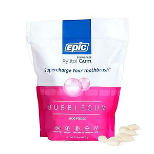 ?? ? - ???? ??? 100% ???? - ??? ??? ? - ??? ?, 1000? (1?) Epic 100% Xylitol Bubblegum Chewing Gum - Sugar Free, Aspartame Free Dental Gum - Supports Oral Health & Fresh Breath - 1000