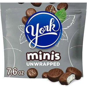 YORK Minis Unwrapped Dark Chocolate Peppermint Patties, Candy Bag, 7.6 oz