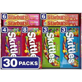 SKITTLES & STARBURST Candy Variety Pack Full Size, Chewy Candy Assortment, 62.79 oz, 30 Count SKITTLES & STARBURST Candy Variety Pack Full Size, Chewy Candy Assortment, 62.79 oz, 30 Count