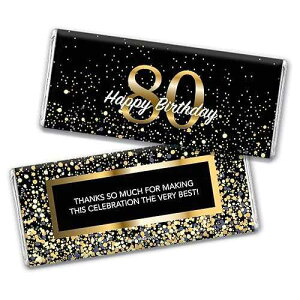 �}�C���X�g�[�� 80 �΂̒a�����L�O�i�`���R���[�g�o�[���b�p�[ (24 ��) WH Candy Milestone 80th Birthday Favors Chocolate Bar Wrappers (24 Count)