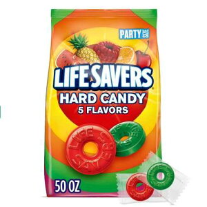 LIFE SAVERS Hard Candy Bag 5 Flavors, Hard Candy Individually Wrapped for Goodie Bags, Road Trips, Treats, Offices, Celebrations, 50-Ounce Party Size LIFE SAVERS Hard Candy Bag 5 Flavors, Hard Candy Individually Wrap