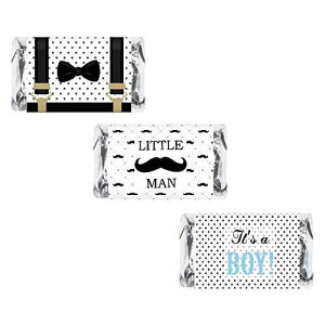 60 Little Man Mini Candy Bar Wrapper, Its a Boy Baby Shower Miniatures Candy Bar Stickers, Mustache Birthday Decorations. Made in USA RokAPary 60 Little Man Mini Candy Bar Wrapper, Its a Boy Baby Shower Miniatures Ca
