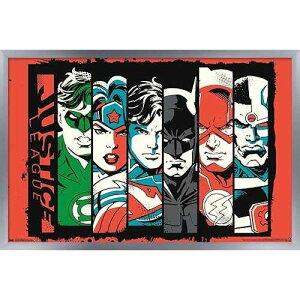 ??? ????? DC ???-???? ??-? ? ???, 37.4cm x 56.8cm, ?? ??? ?? Trends International DC Comics Justice League - Bars Wall Poster, 22.4L x 14.7W, Silver Framed Version