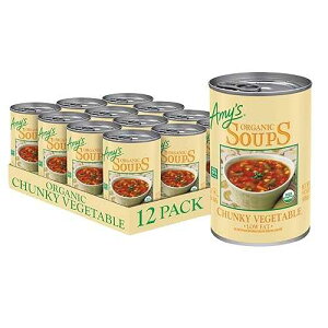 Amy's Soup�A�r�[�K���A�O���e���t���[�A�I�[�K�j�b�N�`�����L�[��؁A�ᎉ�b�A14.3�I���X�i12�p�b�N�j Amy's Soup, Vegan, Gluten Free, Organic Chunky Vegetable, Low Fat, 14.3 Ounce (Pack of 12)