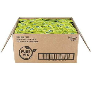 PURE VIA �X�e�r�A�Ö����p�P�b�g�A������֕i�A�V�R�Ö����A�[���J�����[�V�R�Ö����p�P�b�g�A1,000 �� PURE VIA Stevia Sweetener Packets, Sugar Substitute, Natural Sweetener, Zero Calorie Natural Sweetener Packets, 1,000