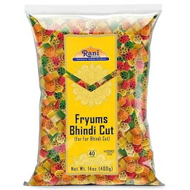 Rani Far Far / Fryums (Wheat & Tapioca Pellet) Bhindi Shape 14oz (400g) ~ Vegan, Kosher, Uncooked, Used to Make Papad, Bhungra / Chip Snack Rani Brand Authentic Indian Products Rani Far Far / Fryums (Wheat &