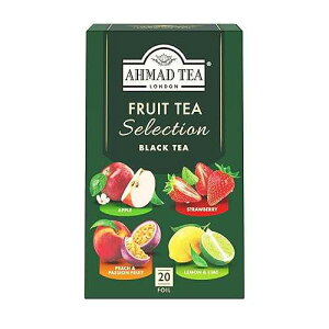 Ahmad Tea Herbal Tea, Fruit Selection, 4 Teas Apple Refresh, Peach and Passion Fruit, Srawberry Sensation, and Lemon and Lime Twist Teabags, 20 ct - Caffeinated and Sugar-Free