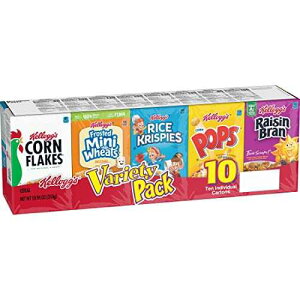 Kellogg's Breakfast Cereal Assorted Variety Pack, Corn Flakes, Frosted Flakes, Frosted Mini-Wheats Original, Raisin Bran, Froot Loops, Corn Pops, Rice Krispies, Special K Original, Single Serve, 10.94 oz (10 Coun