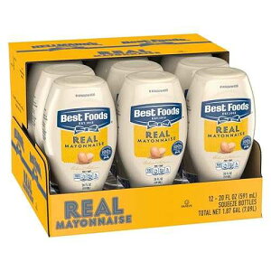 Best Foods Real Mayonnaise Squeeze Bottle Made from 100% Recycled Plastic, No-Mess Cap, Condiment for Sandwiches, Salads, Mayo Made with Cage Free Eggs, Gluten Free, 20 oz, Pack of 12 Best Foods Real Mayonnaise Sq