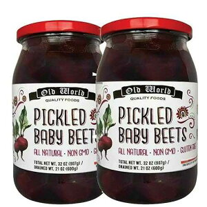 �I�[���h���[���h�s�N���X�x�r�[�r�[�c �O���e���t���[ 2�Z�b�g - 32�I���X�̕r Old World Pickled Baby Beets Gluten Free BUNDLE 2 - 32 OZ JARS