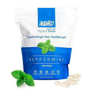 ?? ???? ? - ??? & ???? ??? ????? ??? ? ? (??? ??? ? ?? ???) (????, 1000?? ??, 1?) Epic 100% Xylitol Peppermint Chewing Gum - Sugar Free, Aspartame Free Dental Gum -