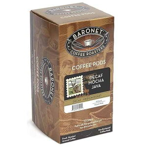 ??? ?? ???? ?? ?? ?? ?, 54?? Baronet Coffee Pods [DECAF Mocha Java-54 Pods] Flavored Single Cup Use, Like Senseo [3 Boxes of 18 Single Serve 10 Gram] Regular Strength, Med Roast [Decaf Mocha Jav