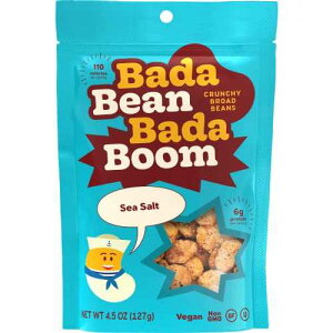 Bada Bean Bada Boom - Plant-Based Protein, Gluten Free, Vegan, Crunchy Roasted Broad (Fava) Bean Snacks, 100 Calories per Serving, Sea Salt, 4.5 Ounce (Pack of 6) Enlightened Bada Bean Bada Boom - Plant-Based Pr