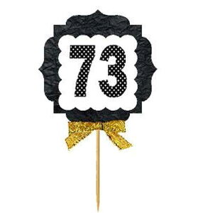 73�΂̒a�����L�O�S�[���h���{���m�x���e�B�J�b�v�P�[�L�O�؃f�R���[�V�����g�b�p�[/�s�b�N-12ct CakeSupplyShop 73rd Birthday Anniversary Gold Ribbon Novelty Cupcake Appetizer Decoration Toppers / Picks -12ct