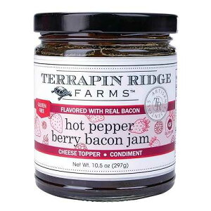 Terrapin Ridge Farms Hot Pepper Berry Bacon Jam - Sweet & Spicy Blend of Raspberries, Strawberries, Roasted Red Peppers & Bacon - Perfect for Appetizers, Marinades, and More - 10.5 oz Jar Terrapin Ridge Farms Hot