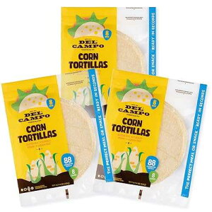 Del Campo Tortillas Del Campo Soft Corn Tortillas 8 Inch Round. 100% Delicious, Gluten Free and All-Corn Authentic Mexican Food. Many Serving Options: Wraps, Tacos, Quesadillas or Burritos, Kosher. (8ct.) (Pack of