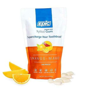 ?? ???? ? - ??? & ???? ??? ????? ??? ? ? (??? ??? ? ?? ???) (???-??, 500?? ??, 1?) Epic 100% Xylitol Orange Mango Chewing Gum - Sugar Free, Aspartame Free Dental G