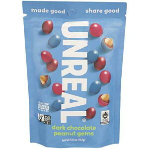 UNREAL Dark Chocolate Peanut Gems - Certified Vegan Fair Trade, Non-GMO - Made with Gluten Free Ingredients and Colors from Nature - No Sugar Alcohols or Soy - 6 Bags