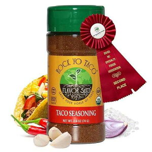 Organic Taco Seasoning - Rock Yo Taco by Flavor Seed, Gluten Free, Low Sodium Mexican Spice Blend for Cooking, No Sugar, Zero Calorie, Mild & Keto Friendly, 2.6 oz Shaker Jar Organic Taco Seasoning - Rock Yo Tac