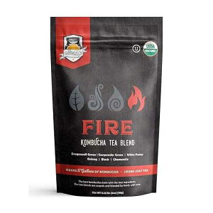 Fermentaholics Fire Kombucha Tea Blend ? 4 oz ? Bold Loose Leaf Mix with Green, Black & Oolong Tea ? For Kombucha Brewing ? USDA Certified Organic & OU Kosher Fermentaholics Fire Kombucha Tea Blend 4 oz Bold Lo