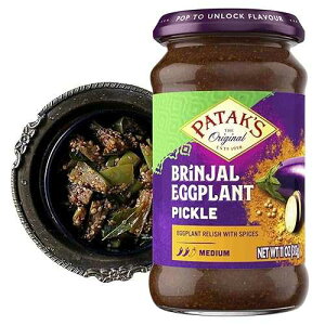 Patak�fs Brinjal Eggplant Pickle - Medium Heat Spicy Indian Pickle Relish w/Mustard Seeds, Garlic & Aromatic Spices - Vegan & Gluten-Free Indian Eggplant Achar - Ready to Serve - 11oz Jar (Pack of 1) Patak's Patak