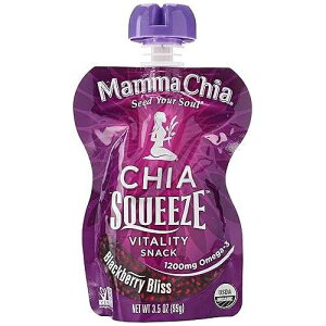 Mamma Chia �I�[�K�j�b�N �u���b�N�x���[ �u���X�`�A �X�N�C�[�Y �o�C�^���e�B �X�i�b�N�A3.5 �I���X Mamma Chia Organic Blackberry Bliss Chia Squeeze Vitality Snack, 3.5 oz