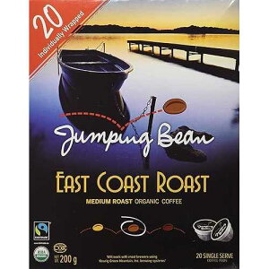 Jumping Bean �I�[�K�j�b�N�R�[�q�[ �V���O���T�[�u�R�[�q�[�|�b�h�A�C�[�X�g�R�[�X�g���[�X�g�A20�� Jumping Bean Organic Coffee Single Serve Coffee Pods, East Coast Roast, 20 Count