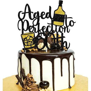 ?? 60?? ?? ??? ?? - ?? ??? 60?? ?? ?? ??? ?? - ??? ?? ?? ?? LHCING Aged To Perfection 60th Birthday Cake Topper - Wine 60th Birthday Black Glitter Cake Topper - Vintage 1963 Happy 6