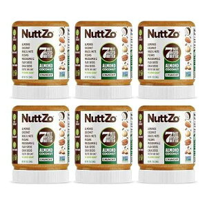 NuttZo Keto Almond Coconut - 7 Nut and Seed Butter, Coconut, Brazil Nuts, Almonds, Pecans and More Keto Friendly, No Added Sugar or Oil, Non-GMO, Gluten Free, 2g Net Carbs, Crunchy Texture, 6 Pack NuttZo Keto