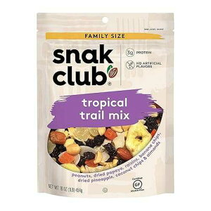 ?? ?? ???? ???? ??? ?? 453.6g ??? ??? ? (6? ???) Snak Club Tropical Trail Mix with Peanuts, Dried Papaya, Raisins, Banana Chips, Dried Pineapple, Coconut Chips, and Almonds, Gluten-Free a